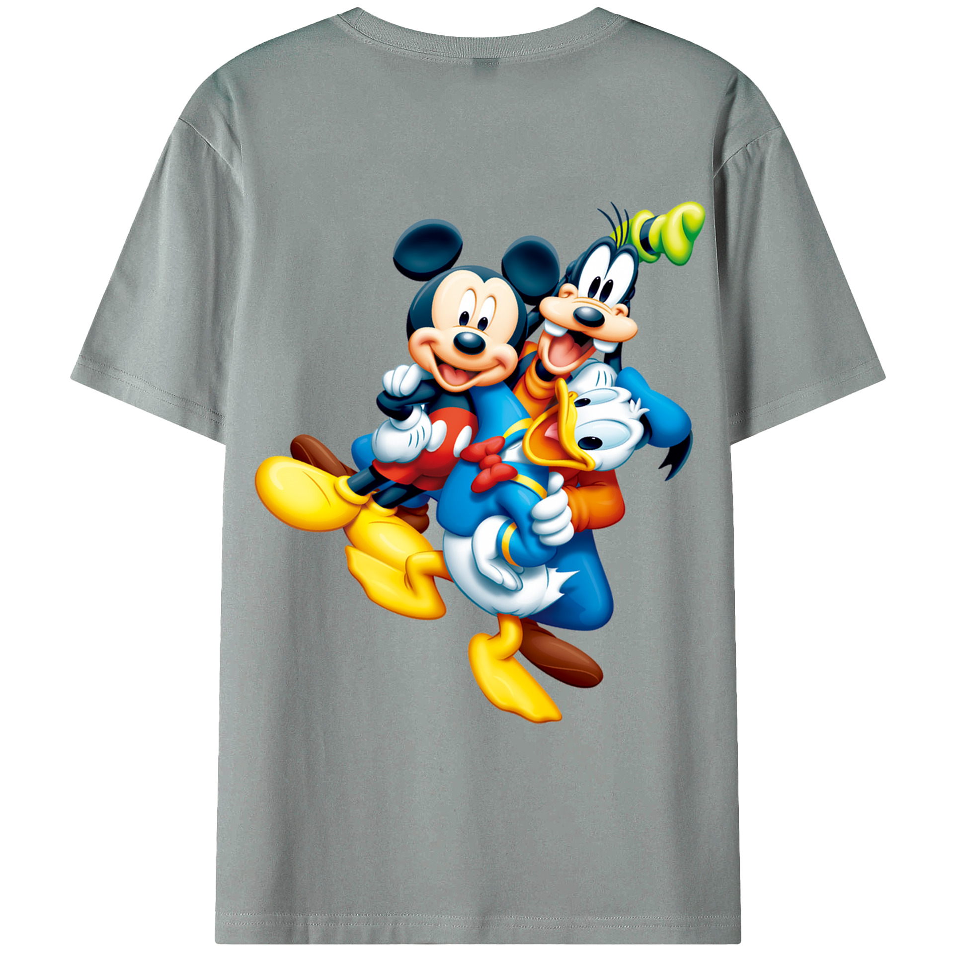 ミッキーマウス Mickey Mouse 綿100％ メンズ半袖Tシャツ（バックプリント） 通気性